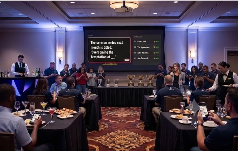 Corporate event playing the family-friendly edition